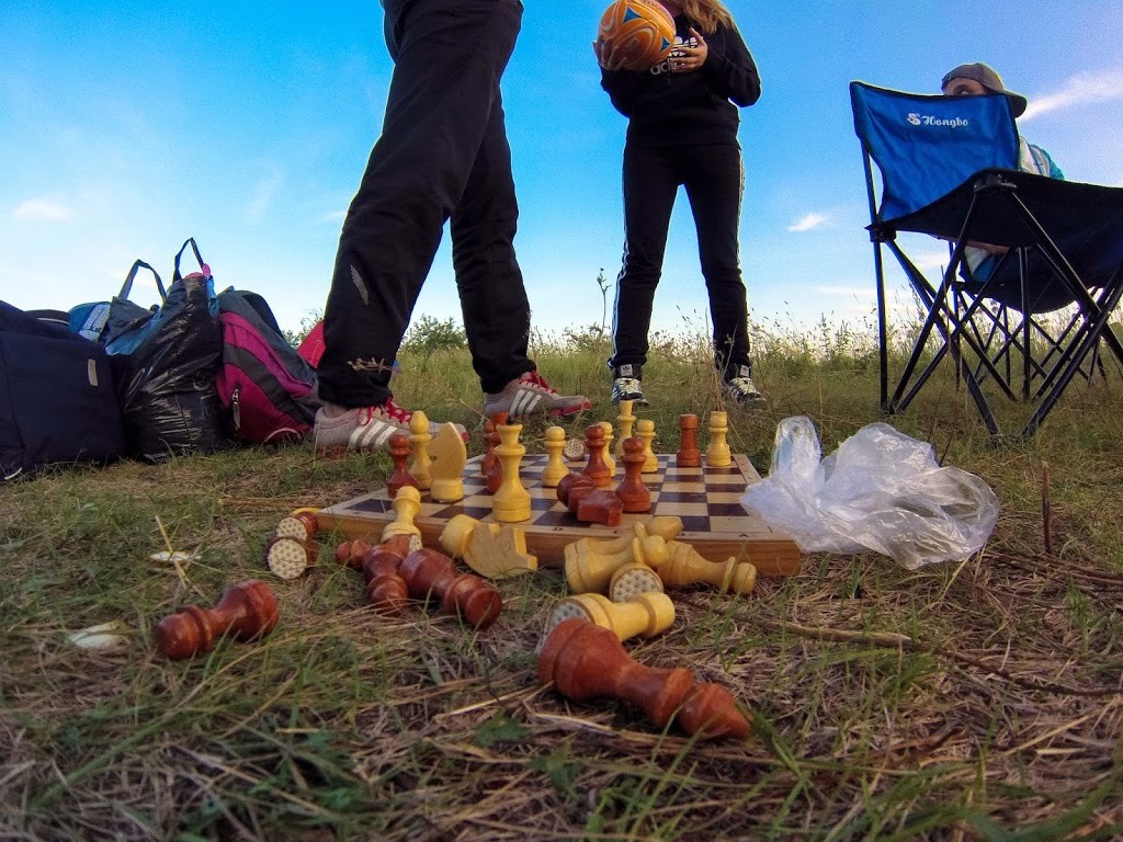 Хороший отдых на природе не исключает возможность сиграть партейку в шахматы